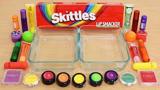 Skittles Rainbow  Mixing Makeup Eyeshadow Into Slime ASMR [upl. by Rehotsirhc]