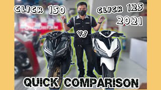 HONDA CLICK 125 i 2021 VS CLICK 150i  QUICK COMPARISON  PRICE UPDATE SPECS FEATURES [upl. by Tterag]