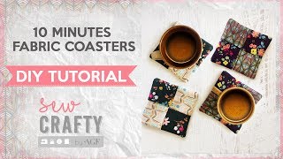 How to make fabric coasters in 10 minutes  easy and fun sewing tutorial  Sew Crafty by AGF [upl. by Haig]