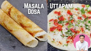 Crispy Masala Dosa Recipe  Uttapam Recipe  Coconut Chutney  Kunal Kapur South Indian Breakfast [upl. by Ees]