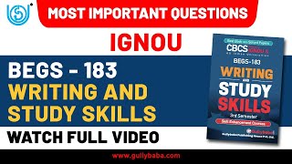 IGNOU BEGS183  Writing and Study Skills  March 2022  Dec 2021 TEE  Important Questions [upl. by Saimerej434]