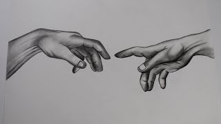 how to draw the creation of adam hands step by step  pencil drawing [upl. by Noemad]