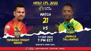 LIVE  Trinbago Knight Riders vs Jamaica Tallawahs  CPL 2022 [upl. by Paz162]