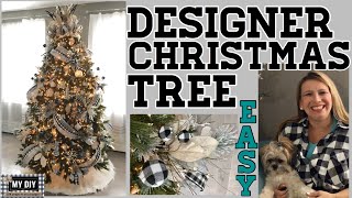 How to decorate a Designer Christmas Tree  Ribbon on Christmas Tree  EASY [upl. by Neehsas353]