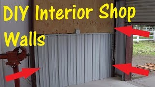 DIY Corrugated Metal And Plywood Interior Walls for Metal Building  Workshop [upl. by Ecinreb]