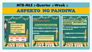 ASPEKTO NG PANDIWA  MTBMLE QUARTER 3 WEEK2  Teacher Ana [upl. by Llerdnek]