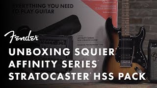 Unboxing The Squier Affinity HSS Stratocaster Pack  Fender [upl. by Eizdnil]