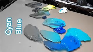 How to make Cyan from mixing Red Blue Yellow RBY acrylic colors [upl. by Esirec]