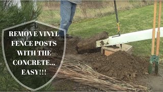 Remove Vinyl Fence Posts WITH Concrete SUPER EASY [upl. by Benge915]