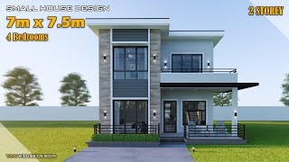 Small House Design  7m x 75m 2 Storey  4 Bedrooms [upl. by Yenffad]