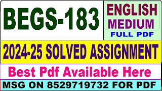 BEGS 183 solved assignment 202425  begs 183 solved assignment 2025 in English  ignou begs183 [upl. by Innos]