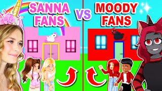 SANNA Vs MOODY FANS House Build Challenge In Adopt Me Roblox [upl. by Helga]