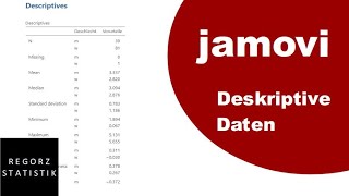 jamovi Tutorial deutsch Deskriptive Daten [upl. by Aelat]