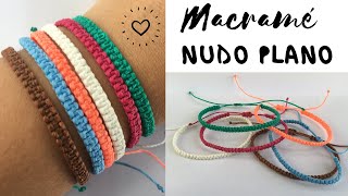 PULSERA MACRAME fácil  NUDO PLANO ♥ PULSERAS de HILO [upl. by Hniv541]