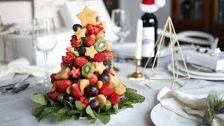 DIY CHRISTMAS FRUIT TREE  HOW TO MAKE EDIBLE FRUIT ARRANGEMENT [upl. by Mharg]