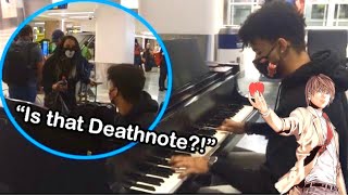 Playing DEATHNOTE in PUBLIC [upl. by Andromeda]