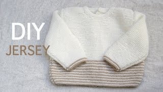 DIY Jersey bebe de 3 a 6 meses PARTE 1 Tejer con dos agujas [upl. by Torrance]