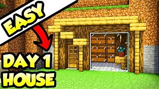 Minecraft Easy 5Minute Day 1 House Base Tutorial How to Build [upl. by Artaed567]