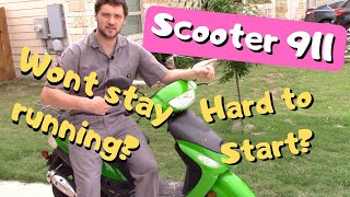 Scooter 911 Hard to Start or Wont Stay Running Try a VALVE ADJUSTMENT works for most scooters [upl. by Mirth274]