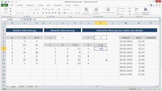 Excel Basics Absolute und Relative Adressierung [upl. by Aicilic]