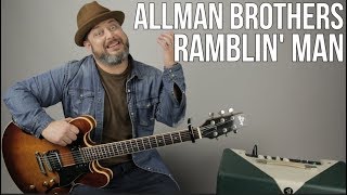 Allman Brothers  Ramblin Man  Guitar Lesson [upl. by Nedyrb434]