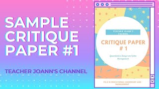 HOW TO WRITE A CRITIQUE PAPER  CRITIQUE PAPER SAMPLE  CRITIQUE PAPER 1 [upl. by Trammel]