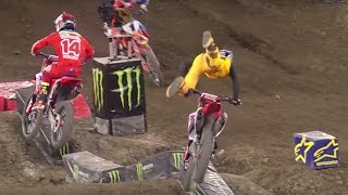 Ken Roczen Crashes Out of Anaheim 2  Monster Energy Supercross 2017 [upl. by Anerev651]