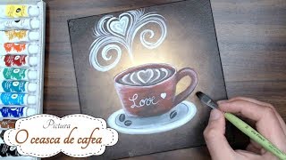 ☕Pictura pentru Incepatori  Tutorial Arta Ceasca de Cafea  Lectie pictura [upl. by Noreht]