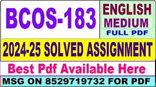 BCOS 183 solved assignment 202425  bcos 183 solved assignment 2025 in English  ignou bcos183 [upl. by Diskin817]