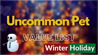 All UNCOMMON Pets VALUE List in Adopt Me New Winter HolidayChristmas Update [upl. by Uphemia]