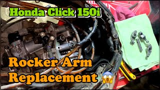 Honda Click 150i  Rocker Arm Replacement  DIY [upl. by Nnyledam997]