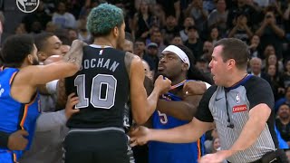 3 EJECTED as Thunder and Spurs get heated with Jeremy Sochan and Lu Dort [upl. by Pliske]