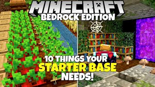 10 Simple Things EVERY Minecraft Starter Base NEEDS Bedrock Edition [upl. by Egnalos]