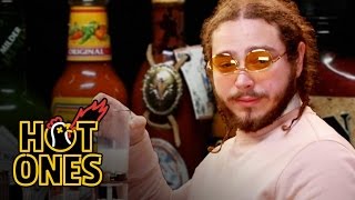 Post Malone Sauces on Everyone While Eating Spicy Wings  Hot Ones [upl. by Child]