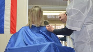 Sexy barbershop girl haircut ✂️ 💈 [upl. by Egap]