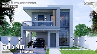 House Design  Simple House  7m x 9m 2 Storey  4 Bedrooms [upl. by Paloma552]