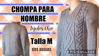 CHOMPA PARA HOMBRE  dos agujas Circulares o Normales  TALLA M [upl. by Acey110]