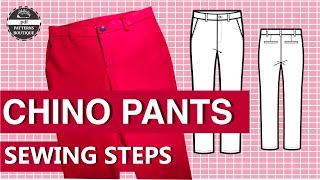 Chino Pants for Men DIY  Sewing Steps  PDF Patterns Boutique Sew Along [upl. by Bywoods869]