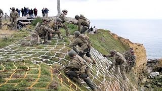 Rangers Reenact Pointe du Hoc Climb  75th DDay [upl. by Grier]