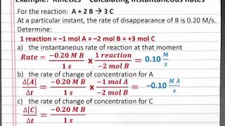 CHEM 201 Kinetics  Calculating Instantaneous Rates [upl. by Selec574]