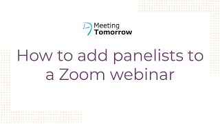 How to add panelists to a Zoom webinar [upl. by Hoeve231]