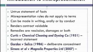 Misrepresentation Lecture 1 of 4 [upl. by Airpal]