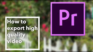 How to export high quality from Premiere Pro [upl. by Eellek504]