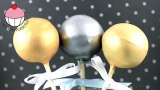 GOLDEN CAKEPOPS How to Make Metallic Gold amp Silver Cake Pops  A Cupcake Addiction Tutorial [upl. by Leagiba]