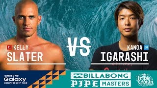 Kelly Slater vs Kanoa Igarashi  Billabong Pipe Masters 2016 Semifinals [upl. by Solrac]