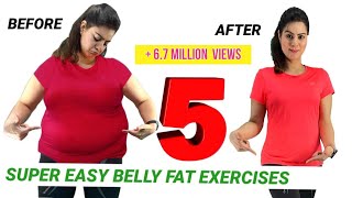 5 Easy Exercise To Lose Belly Fat At Home For Beginners  How To Get Flat Stomach In A Week Workout [upl. by Kotick]