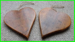 How to Make Hanging Wooden Heart Decorations Scrap Wood Project [upl. by Enorahs648]