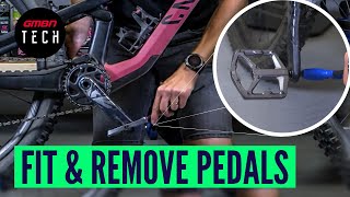 How To Fit amp Remove Pedals From Your Mountain Bike  Basic Bike Maintenance [upl. by Lewan]