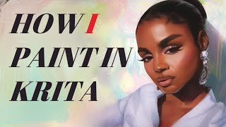 How I Paint Digital Portraits in Krita [upl. by Eittel933]