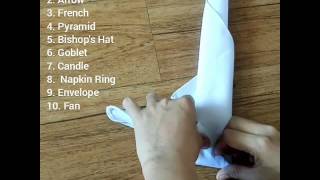 10 DIFFERENT TABLE NAPKIN FOLDS [upl. by Abbotsen]